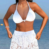 Marta | Elegante conjunto de bikini de renda unicolor
