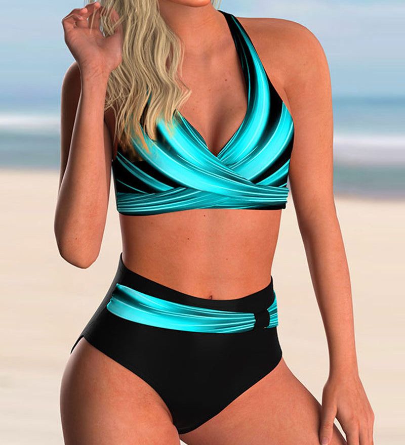 Inês - Conjunto de Bikini com Decote Cruzado e Estampado
