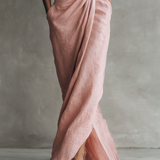 Rosa - Vestido maxi de linho com decote em V