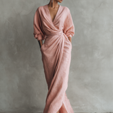 Rosa - Vestido maxi de linho com decote em V