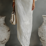 Madalena - Vestido de linho com ombros à vista