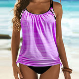 Joana - Tankini Liso com Padrão de Leopardo