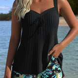 Beatriz | Tankini às Riscas com Calções de Praia em Dois Peças