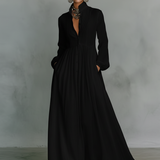Inês - Vestido maxi de linho com gola alta