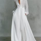 Inês - Vestido maxi de linho com gola alta