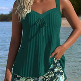 Beatriz | Tankini às Riscas com Calções de Praia em Dois Peças