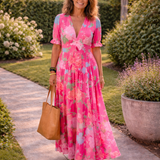 Ana - Vestido midi com padrão floral