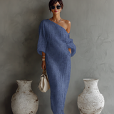 Madalena - Vestido de linho com ombros à vista