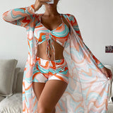 Paula | Conjunto de Bikini de 3 Peças com Estampa