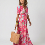Ana - Vestido midi com padrão floral