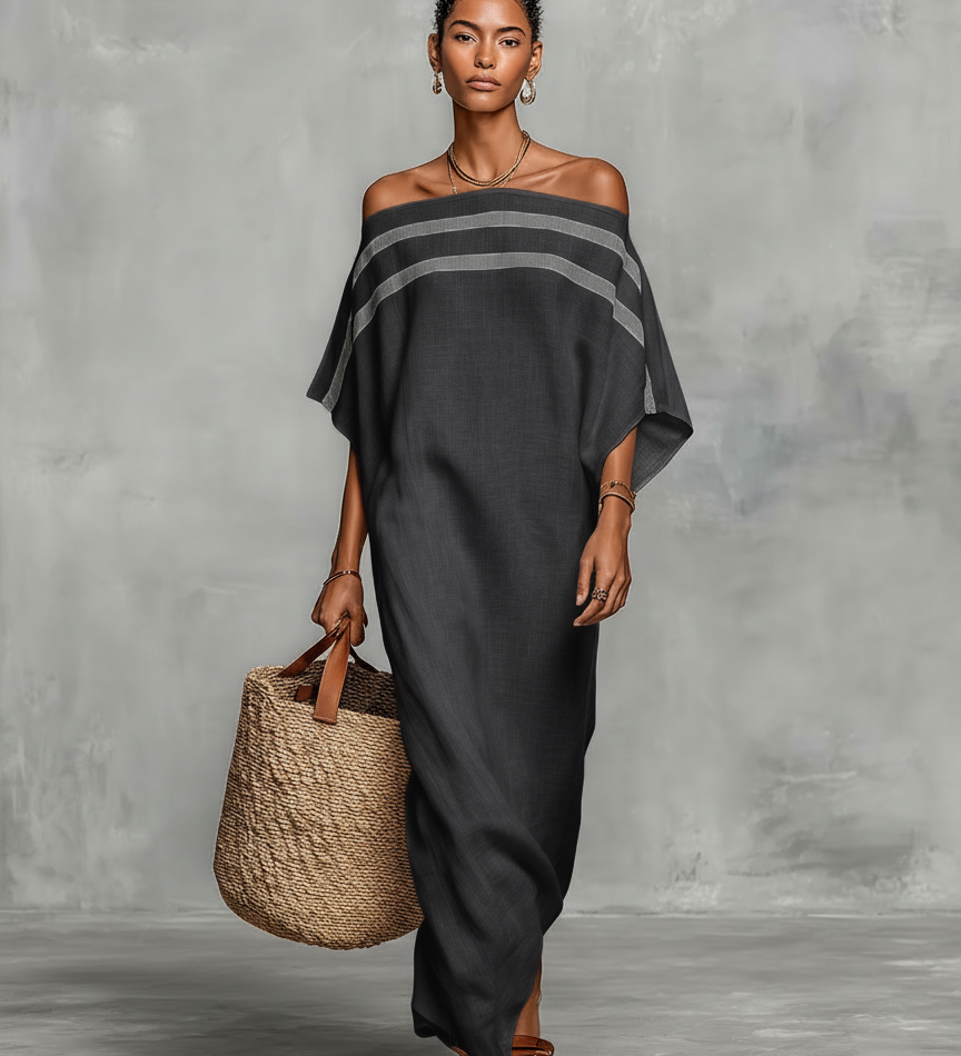 Elisa - Vestido maxi minimalista em linho