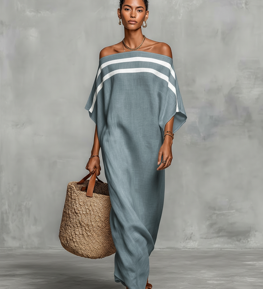 Elisa - Vestido maxi minimalista em linho