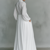 Inês - Vestido maxi de linho com gola alta