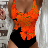 Sara - Elegante fato de banho de uma peça com padrão floral