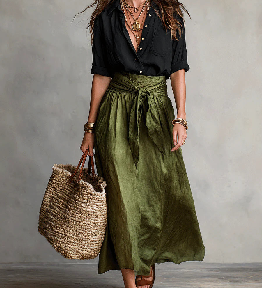 Vera - Conjunto Elegance Preto & Verde Oliva
