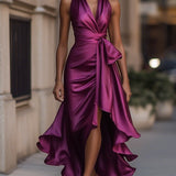 Sabrina - Vestido longo dramático em cetim