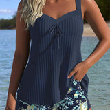 Beatriz | Tankini às Riscas com Calções de Praia em Dois Peças