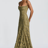 Virginia - Vestido maxi com decote em cascata