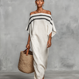 Elisa - Vestido maxi minimalista em linho