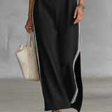 Mariana - Vestido maxi em malha com gola de botões