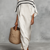 Elisa - Vestido maxi minimalista em linho