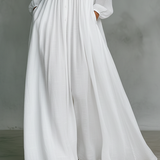 Inês - Vestido maxi de linho com gola alta