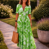 Ana - Vestido midi com padrão floral