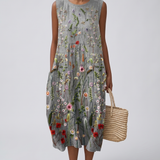 Viviana - Vestido de Campo Bordado Floral